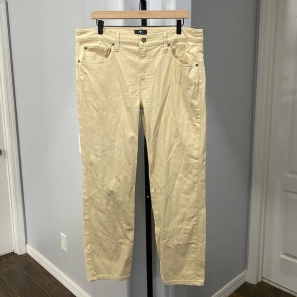 7 For All Mankind Jeans Size 36 x 30 Slimmy Khaki Jean Pants Beige Tan - Picture 1 of 10